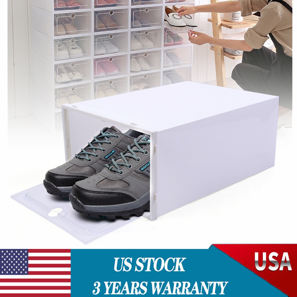 20Pcs Home Stackable Clear Plastic Transparent Shoe Box Storage Organizer