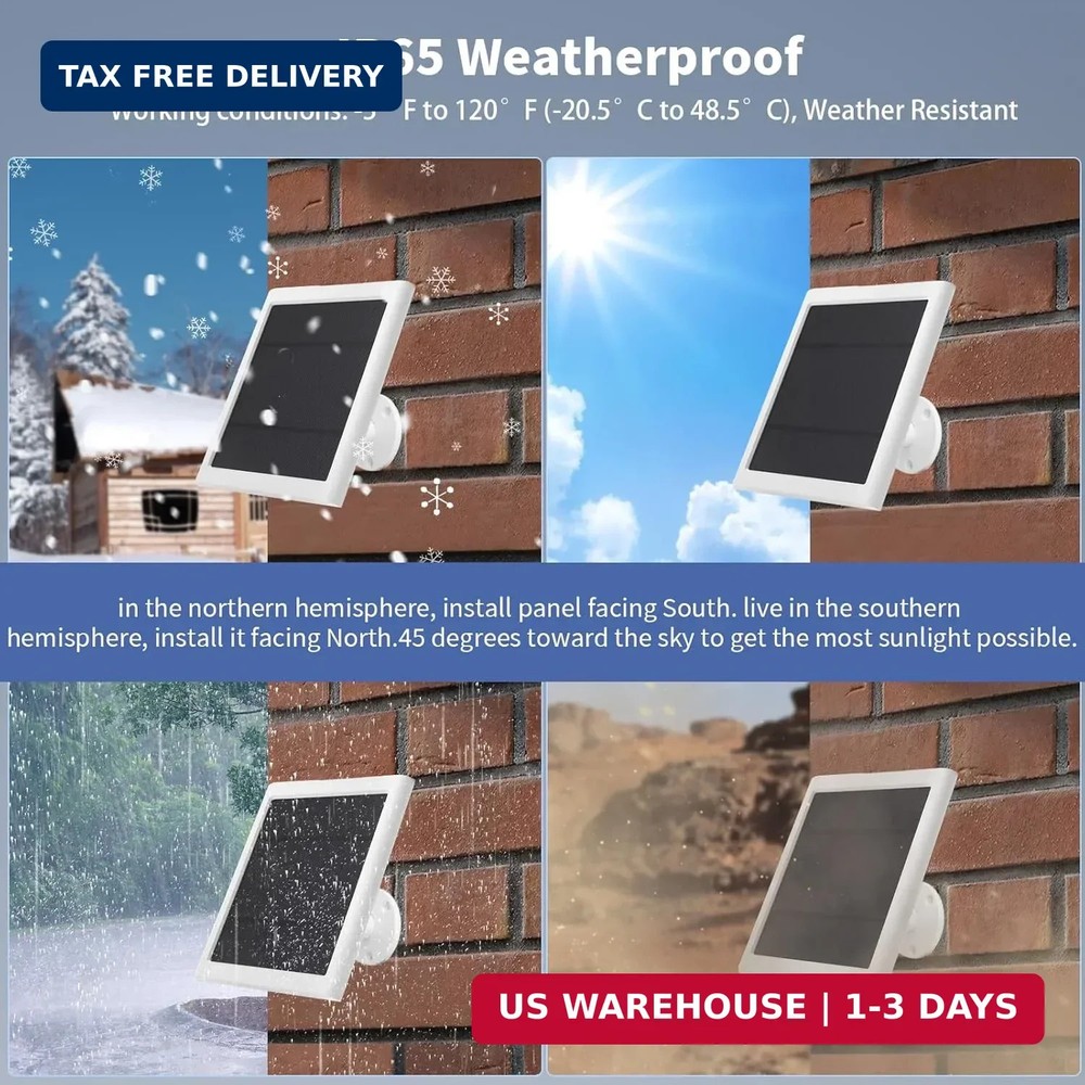 Solar Panel for Ring Camera(2nd Generation) Dustproof Waterproof 5W Solar Panel