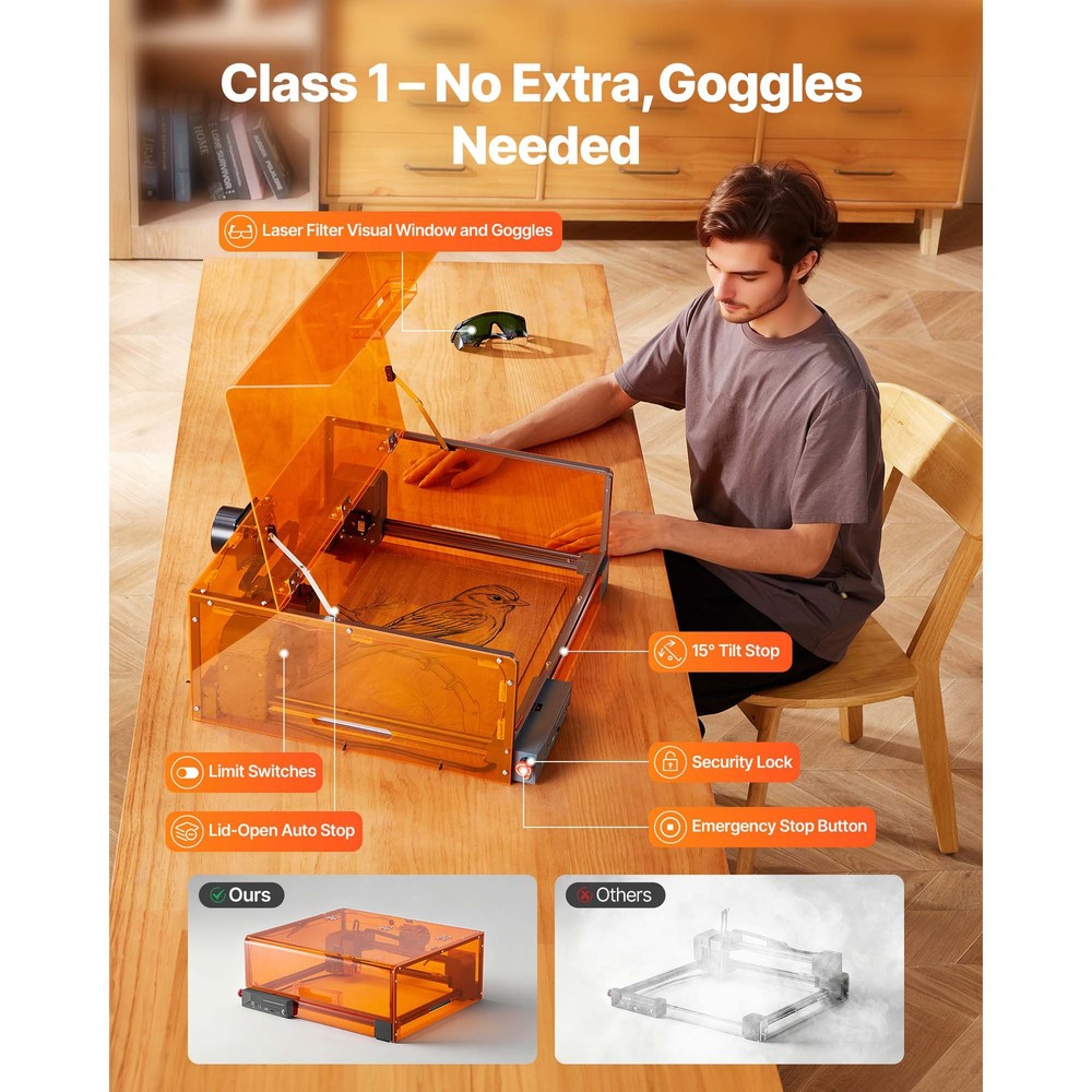 Uimoso 20W Laser Engraving Machine with Protective Enclosure, Class 1
