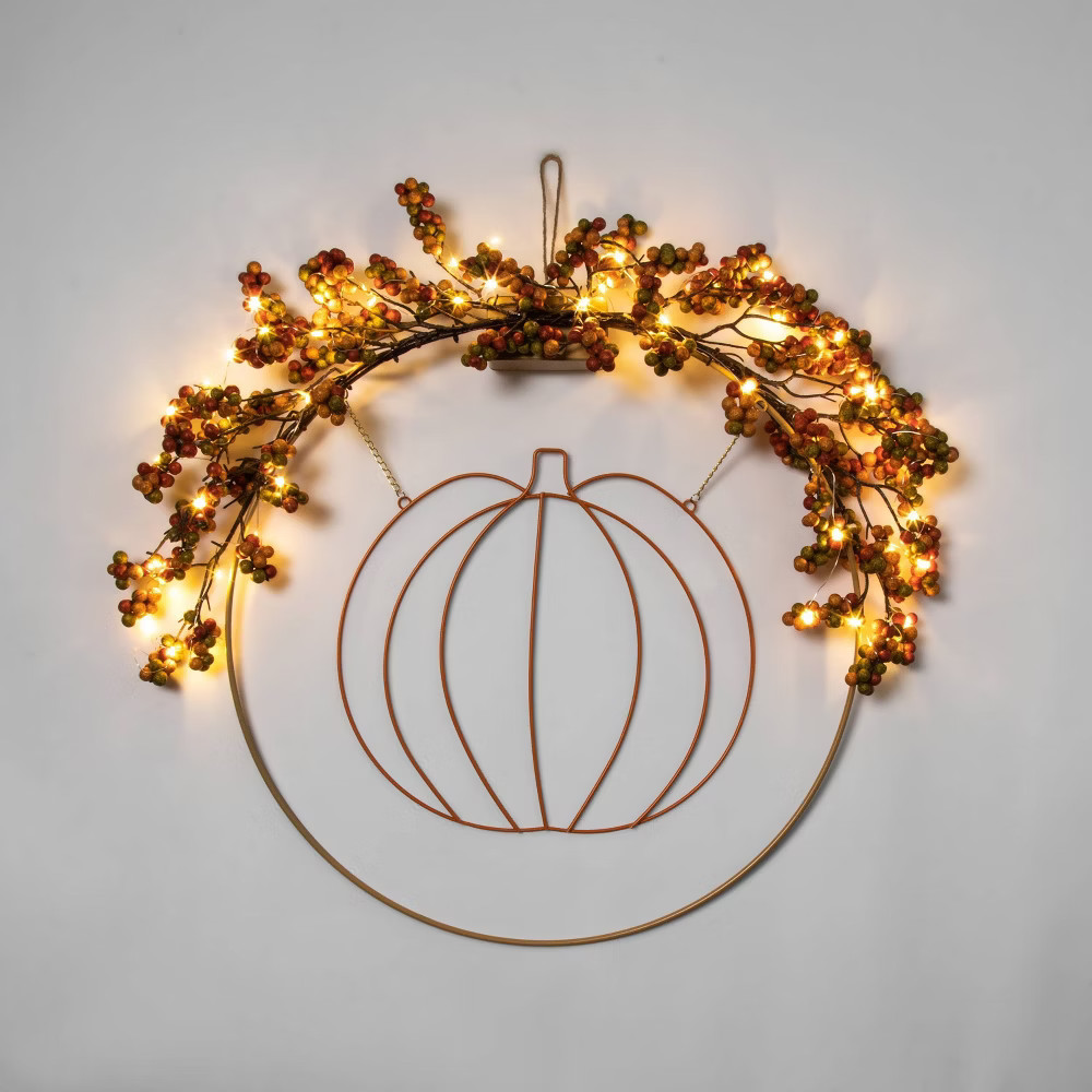 Harvest Light Up Fall Pumpkin Wreath by Hyde & EEK! Boutique