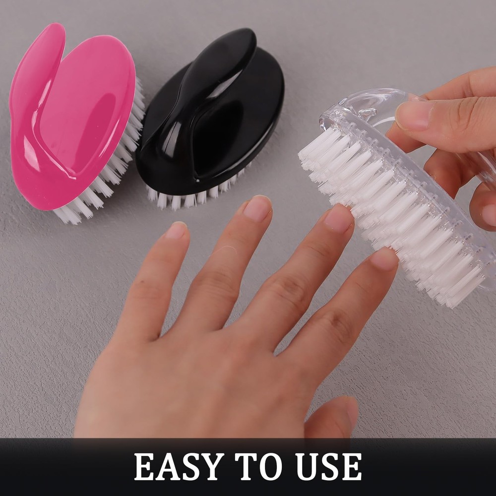6 Pack Handle Grip Nail Brush Set, Oval-Shaped Scrub Cleaning Multicolor