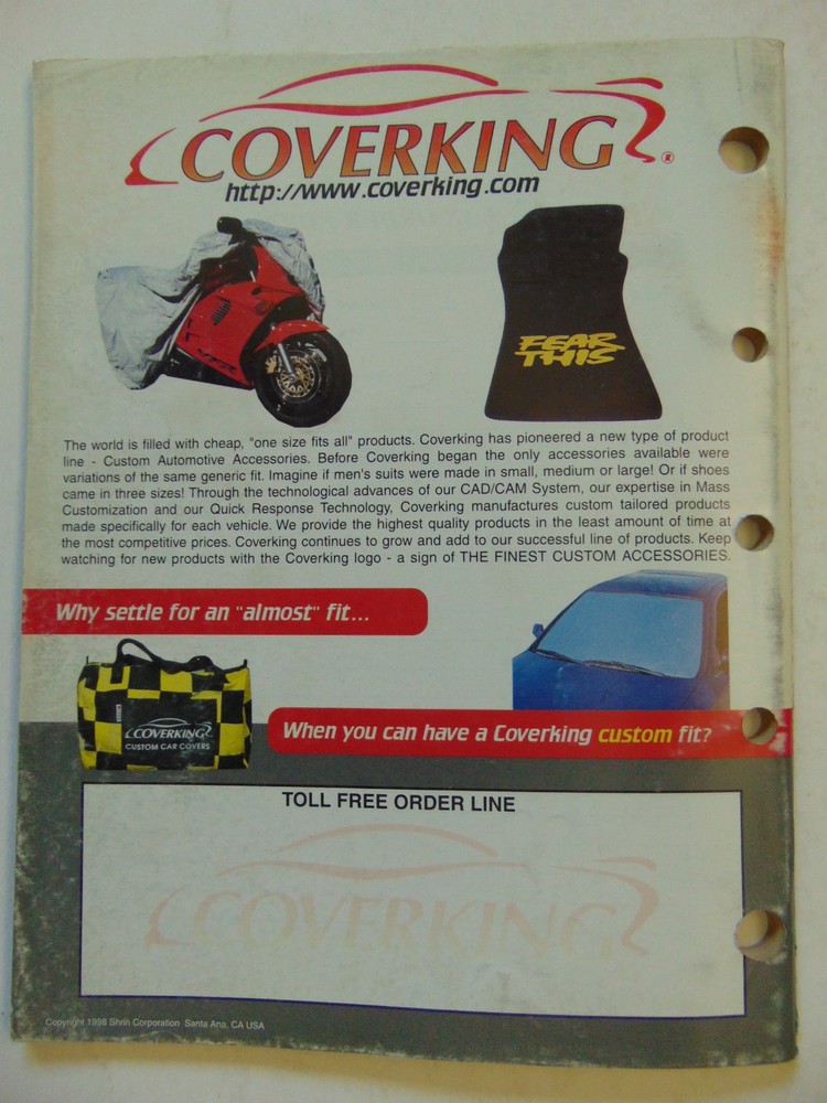 Vintage Original 1998 Coverking Application Catalog