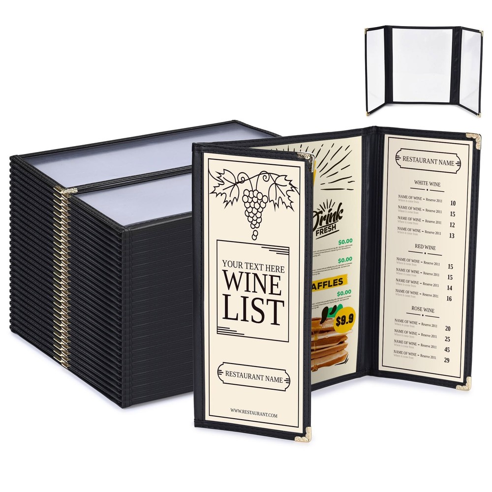 WeChef 30 Pcs Menu Covers Book & Half / Tri-fold / Tri-fold & Half / Gate-view