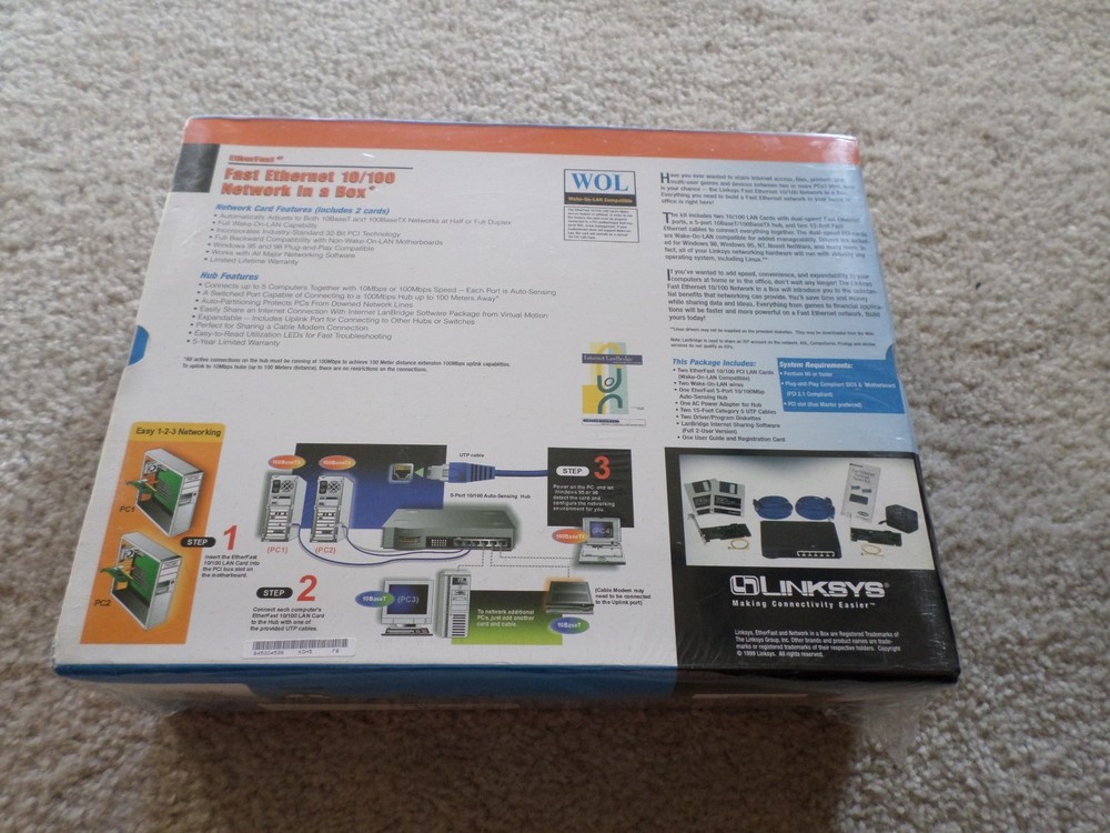 Linksys EtherFast Network Starter Kit - hub - 5 ports - Brand New