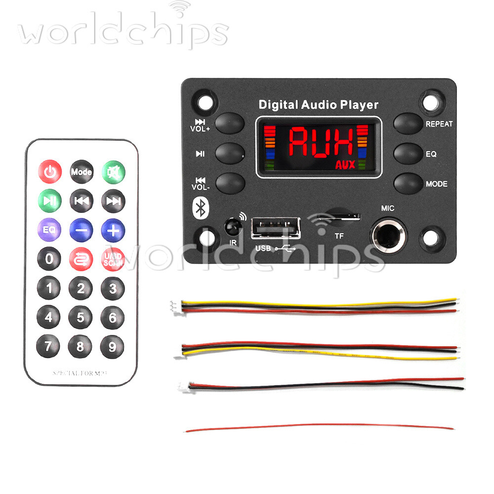 DC7-16V Bluetooth MP3 Decoder Board Car Audio Microphone USB FM Player Speaker