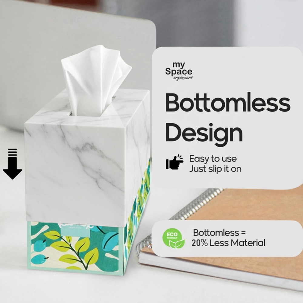 Acrylic Marble Rectangular Tissue Box Cover Holder - Modern Bathroom & Home Deco