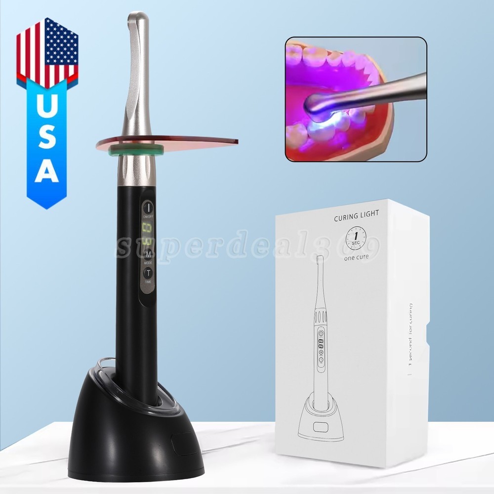 Woodpecker Style Dental iLED Wireless Curing Light Lamp 1 Second Cure Black