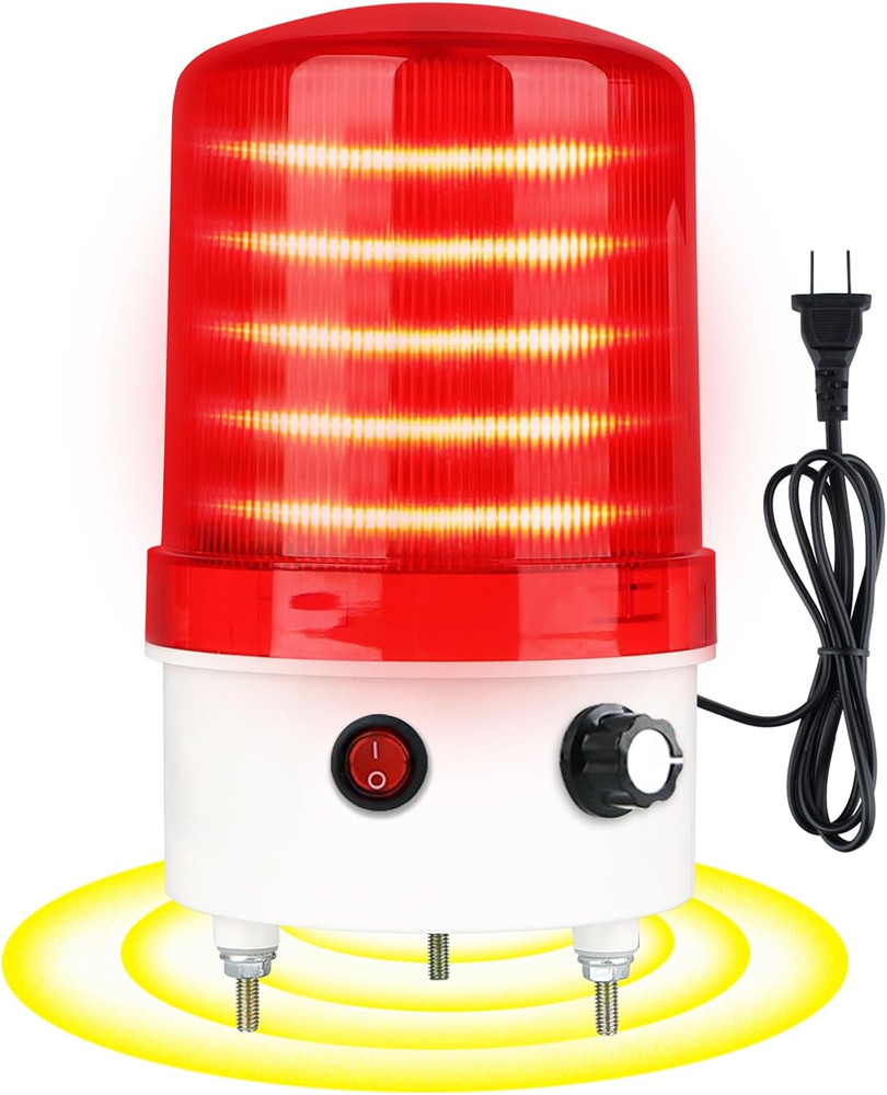 Industrial LED Rotating Warning Light, AC110V-120V Red Strobe Light for Public E
