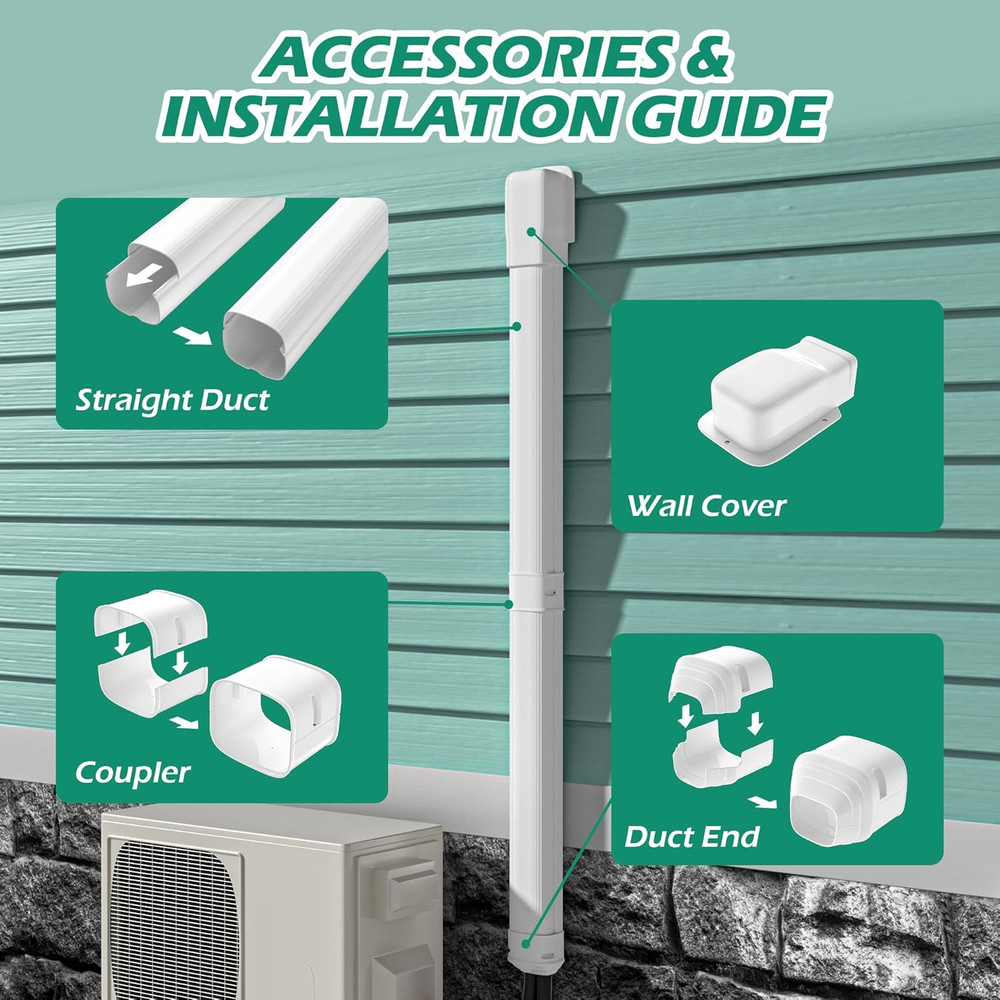 Mini Split Line Cover: 4'' 7.5 Ft Line Hide for Mini Split Air Conditioner Centr