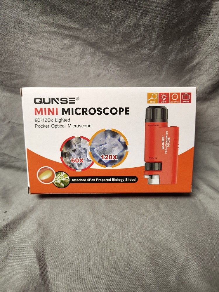 Pocket Mini Small Microscope, 60x-120x Handheld Microscope LED Lighted Zoom
