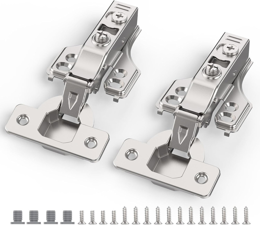 50 Pack Soft Close Cabinet Hinges 3/4 Overlay 105° Concealed Adjustable Nickel