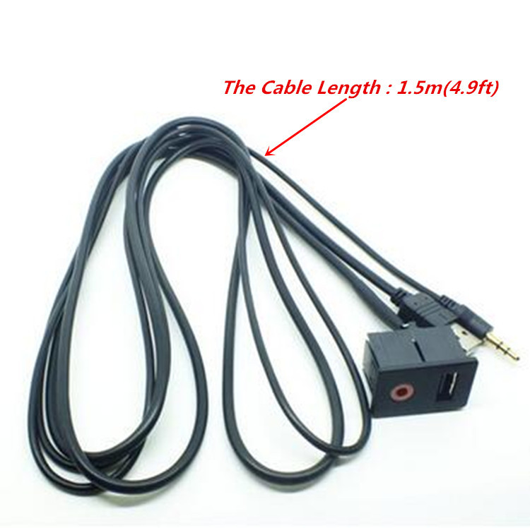 Auto 3.5mm USB AUX Headphone Male Jack Flush Mount Mounting Adapter Panel Input