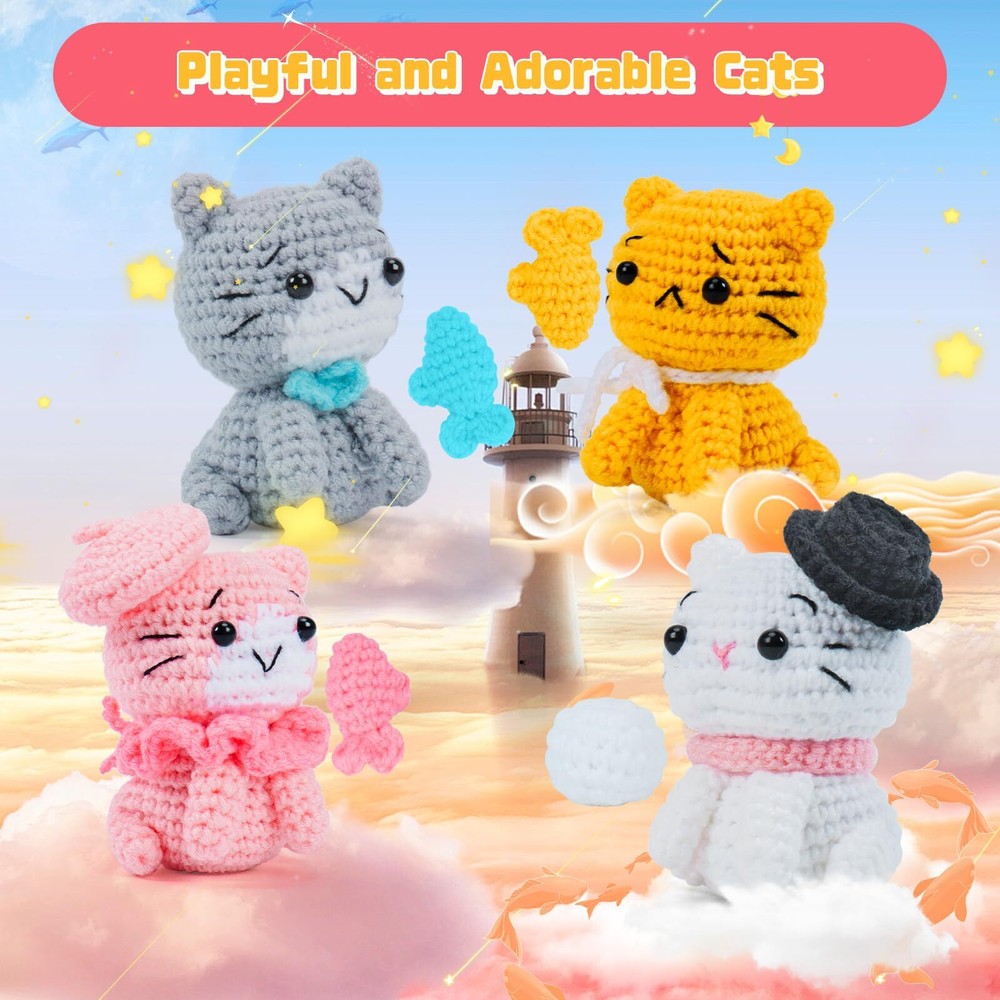 Crochet Kit for Beginners - Cat Crochet Kit with Step-by-Step Video Tutorials...