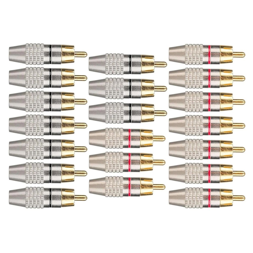 20PCS RCA Male Adapter Plug With Color-Coded for Easy Polarity Identification