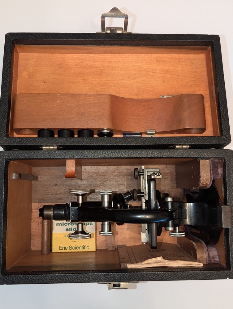 Vintage Spencer Microscope w/ Case, Objectives, Manual & Mechanical Stage