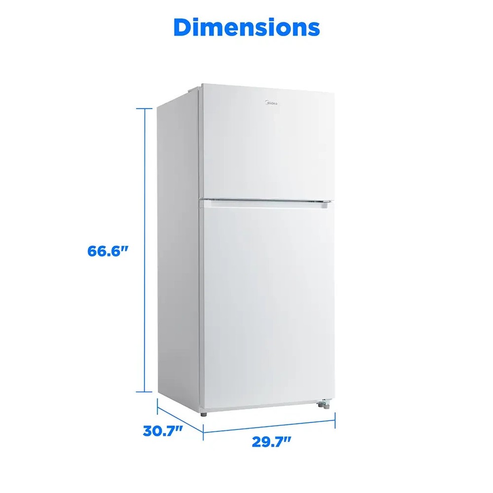 Midea MRT18D3BWW 18 cu. ft. Garage Ready Top-Freezer Refrigerator