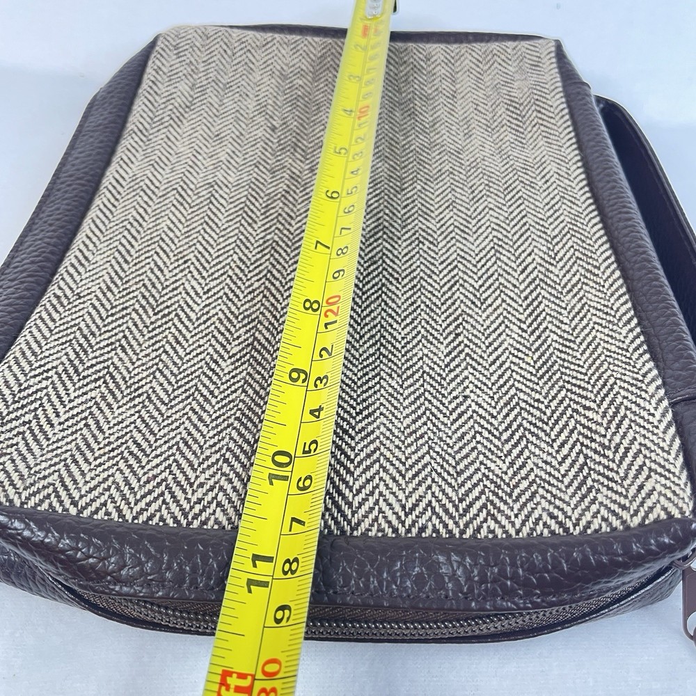 Bible Cover Case Bag Carrying Handle Brown Herringbone Interior Pockets MSC