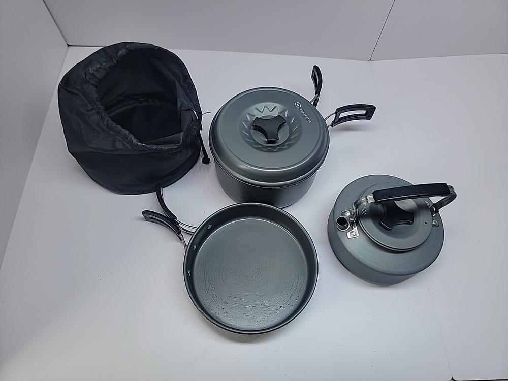 Winterial Camping Cookware Set Pot Pan Kettle Backpacking Cook Kit w/ Bag