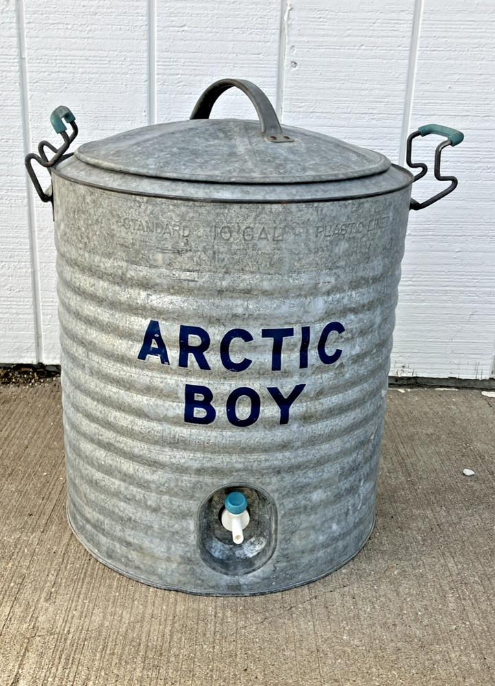 Vintage 10 Gallon Arctic Boy Galvanized Cooler