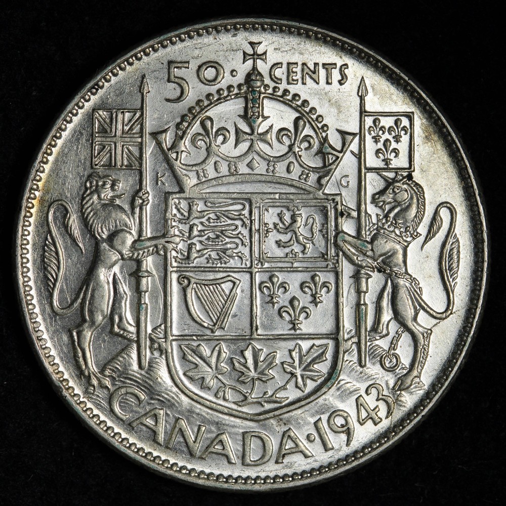 1943 Canada SILVER Fifty Cent Piece E385 GWB