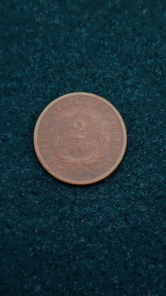 1865 Two Cent Piece 2C - Civil War Date US Copper Coin