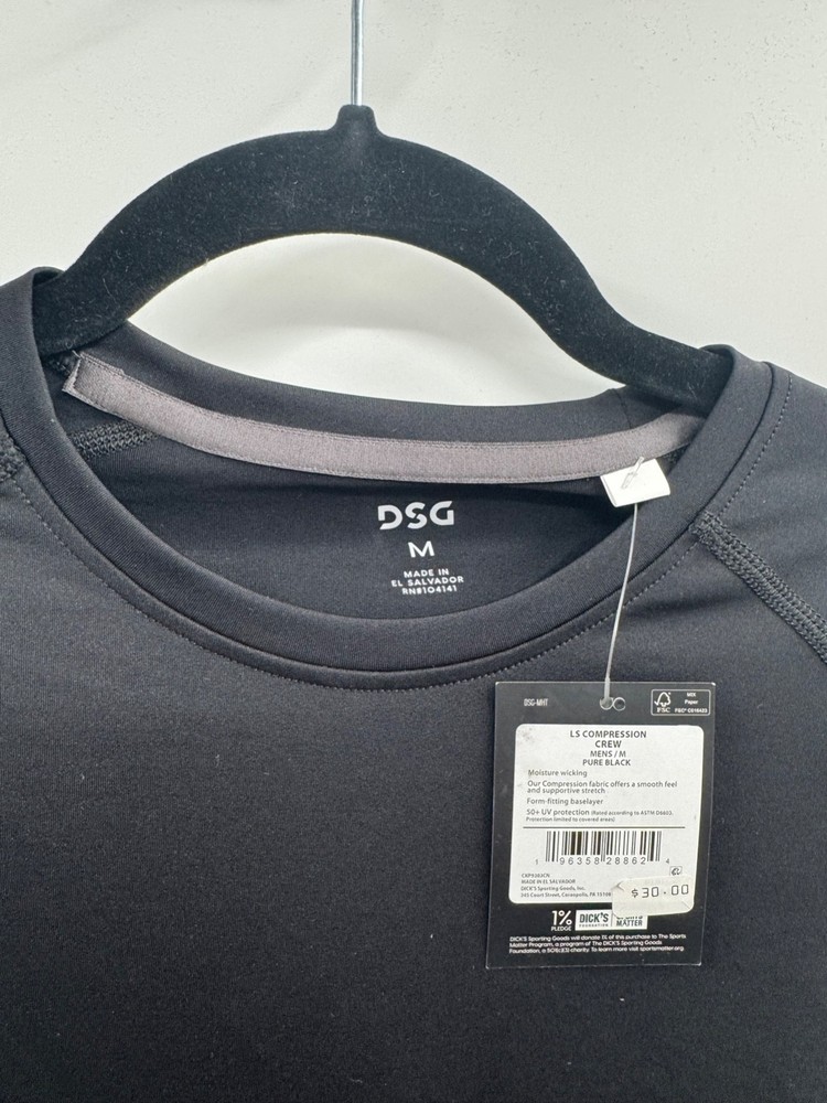 NWT DSG Compression Base Layer Men's Medium Black Crew Neck Long Sleeve Pullover