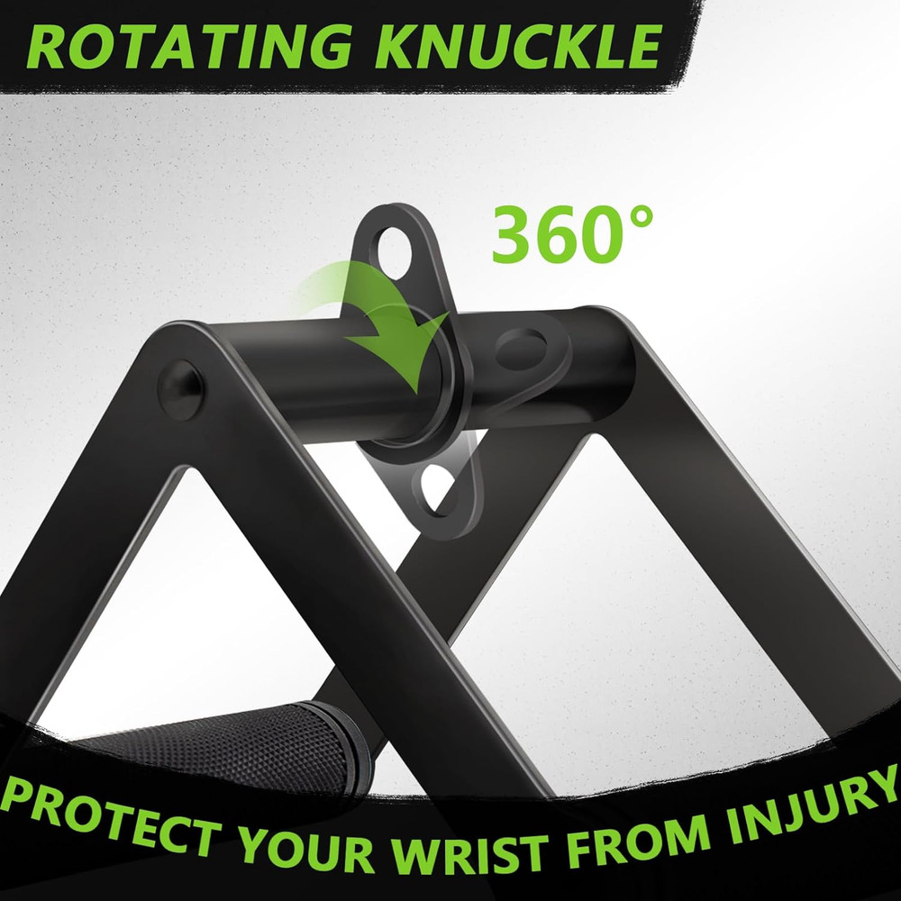 Double D Row Handle Cable Attachment for Weight Workout, Steel with Non-Slip Rub