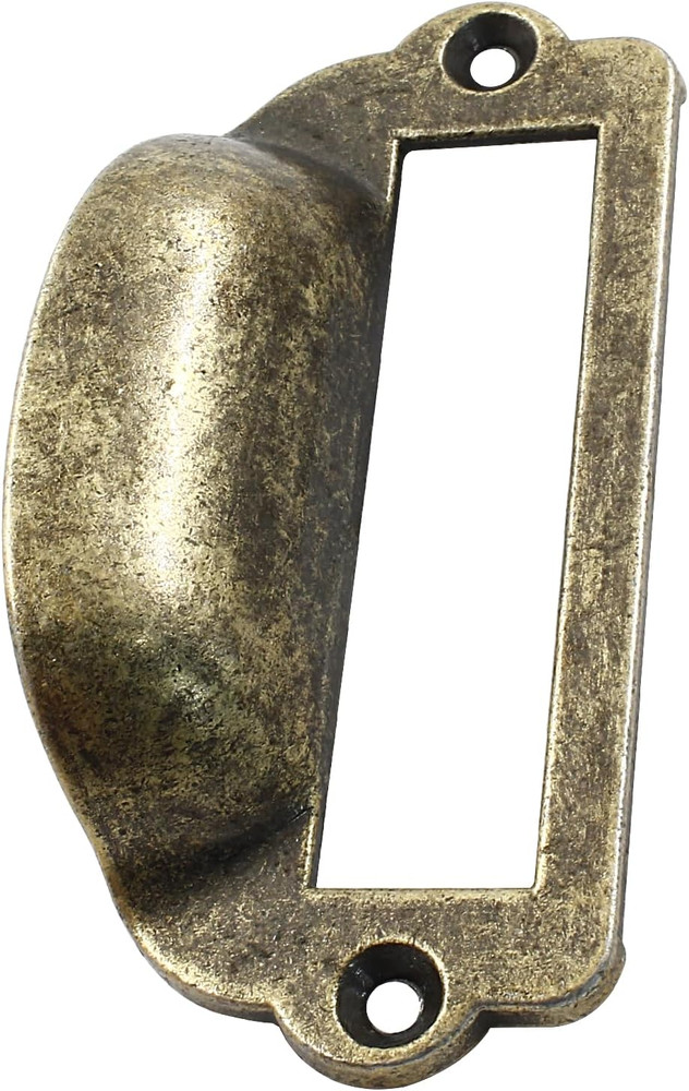 8pcs Card Catalog Drawer Pulls, Antique Bronze Library File Label Cabinet Pull H
