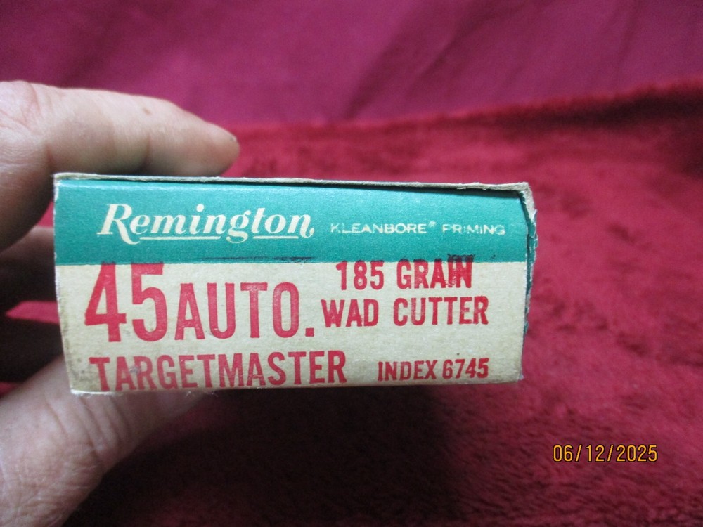 Vintage REMINGTON 45 Auto Targetmaster 185gr. Wad Cutterl, Ammo Box, (EMPTY)