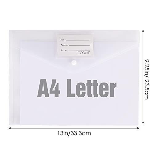 30Pk Plastic Envelope Document Folders A4 Size File Envelopes for School Office
