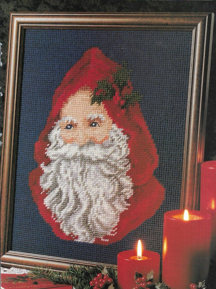 SANTA FRAMED PIECE & TREE TOPPER CHRISTMAS PLASTIC CANVAS PATTERN INSTRUCTIONS