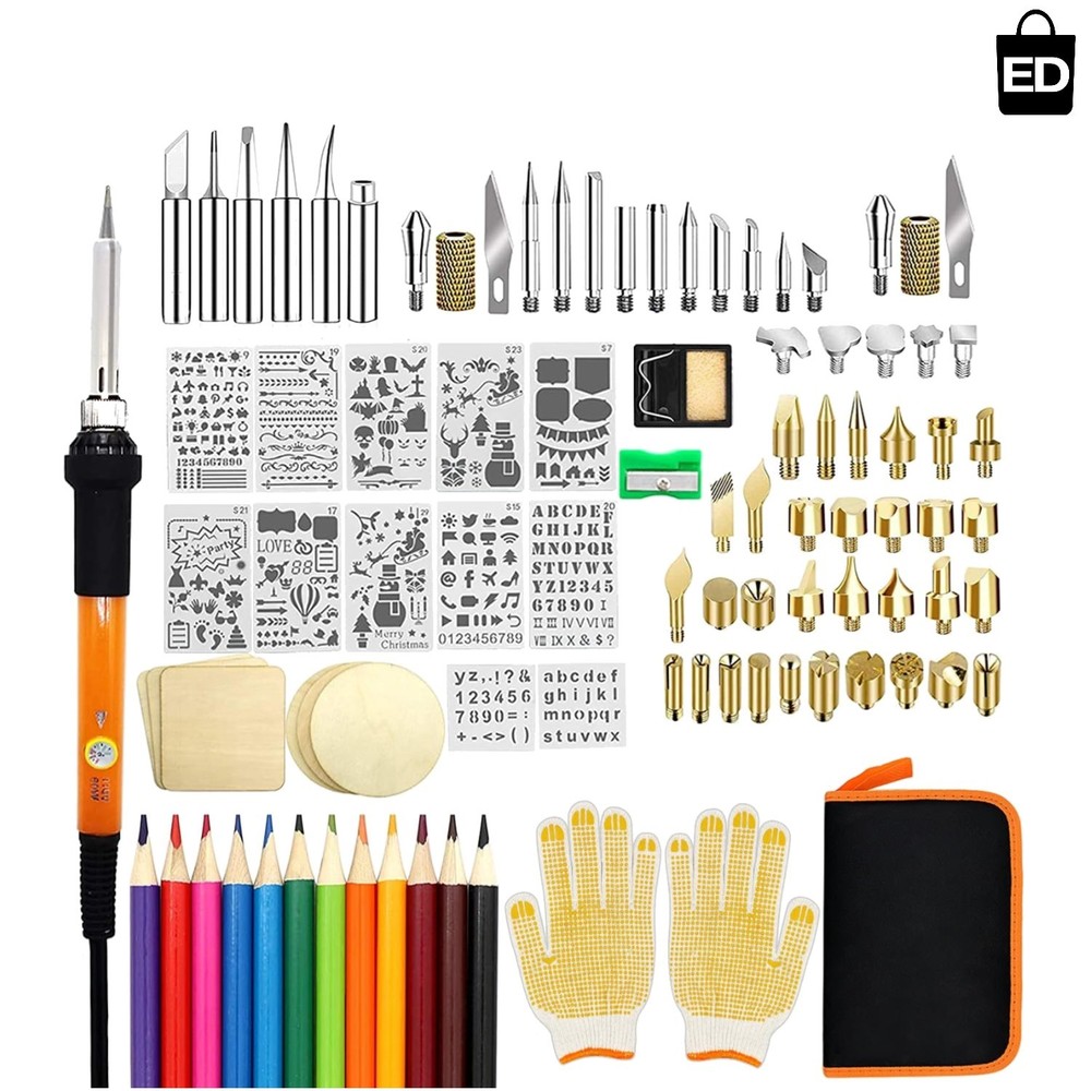 Versatile Wood Burning Tool Set - 110 Pieces with Adjustable Temp Control