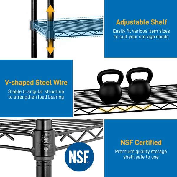 Four Layer - Metal Storage Rack Without Wheels, Black Spray Painted