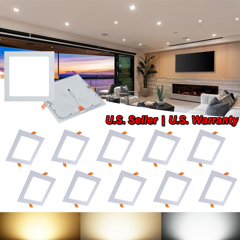 10 Pack 20W 9-Inch Square Cool White Canless LED Recessed Ceiling Panel Light