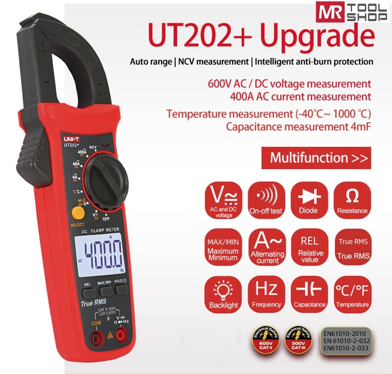 UNI-T True RMS Digital Clamp Meter Auto Range Multimeter AC DC Volt Amp NCV Test