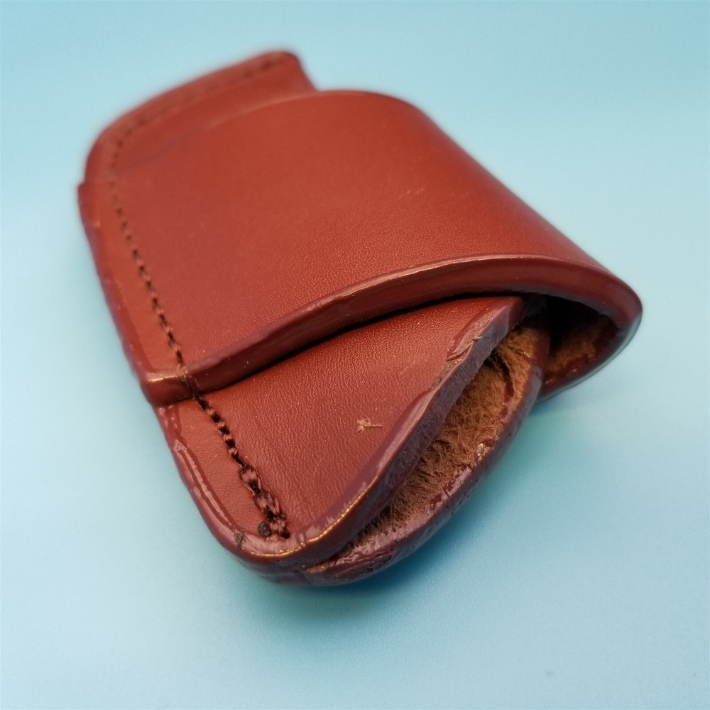 Brown Leather Folding Blade Knife Belt Sheath Horizontal Carry Loop Inside 3.5"