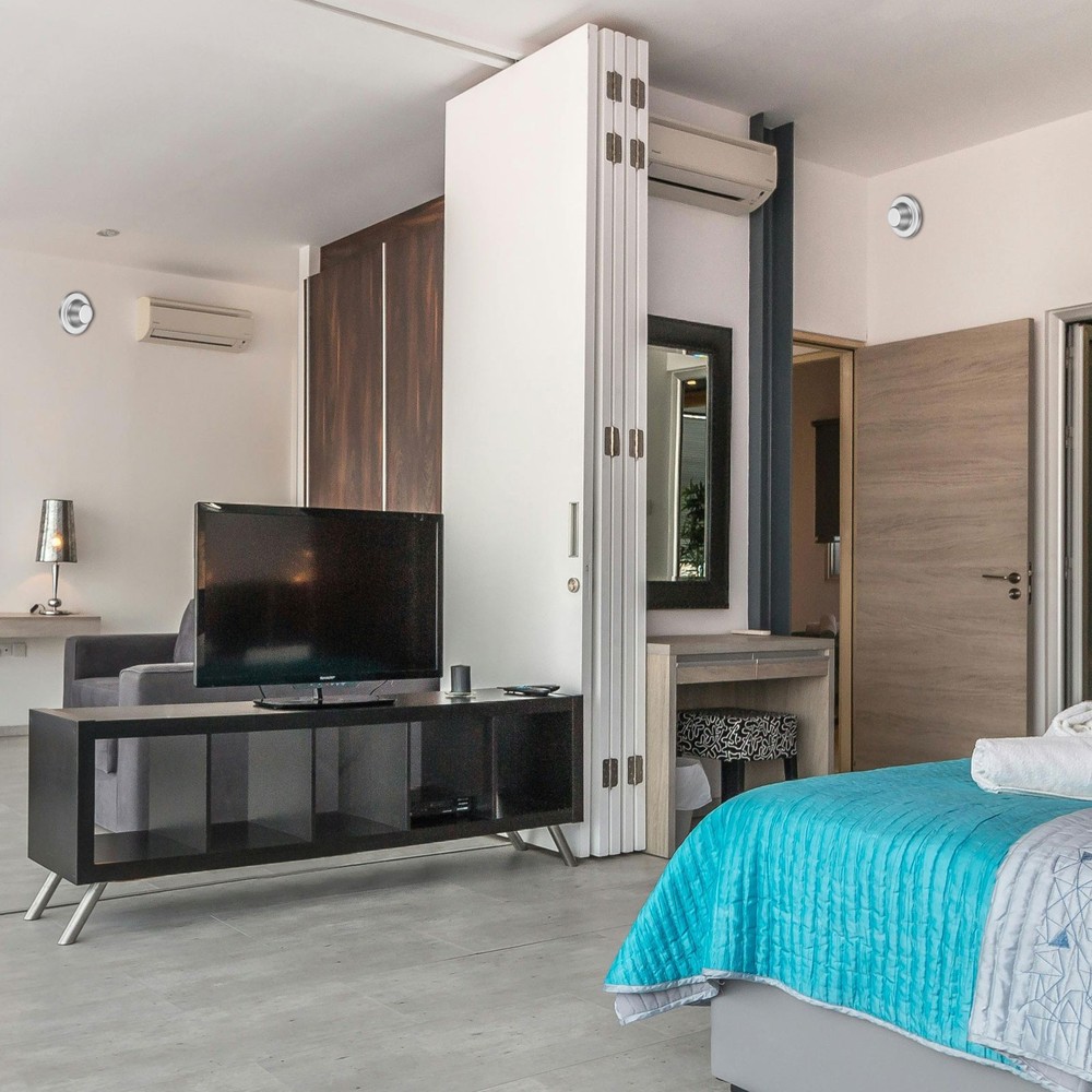 2 Pieces Pipe 3" Round Wall Sticker Drill Covers (High) Silver