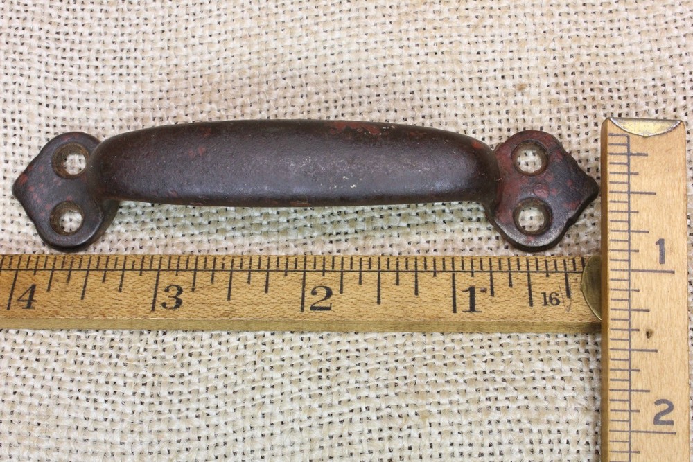2 Old Drawer Pulls Door Handles Work Bench Paint Splattered Rustic Iron Vintage