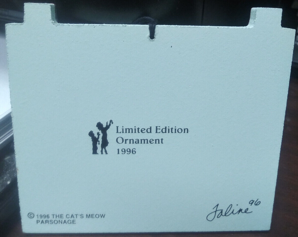 CATS MEOW PARSONAGE ORNAMENT (Signed 1996, Retired) NEW