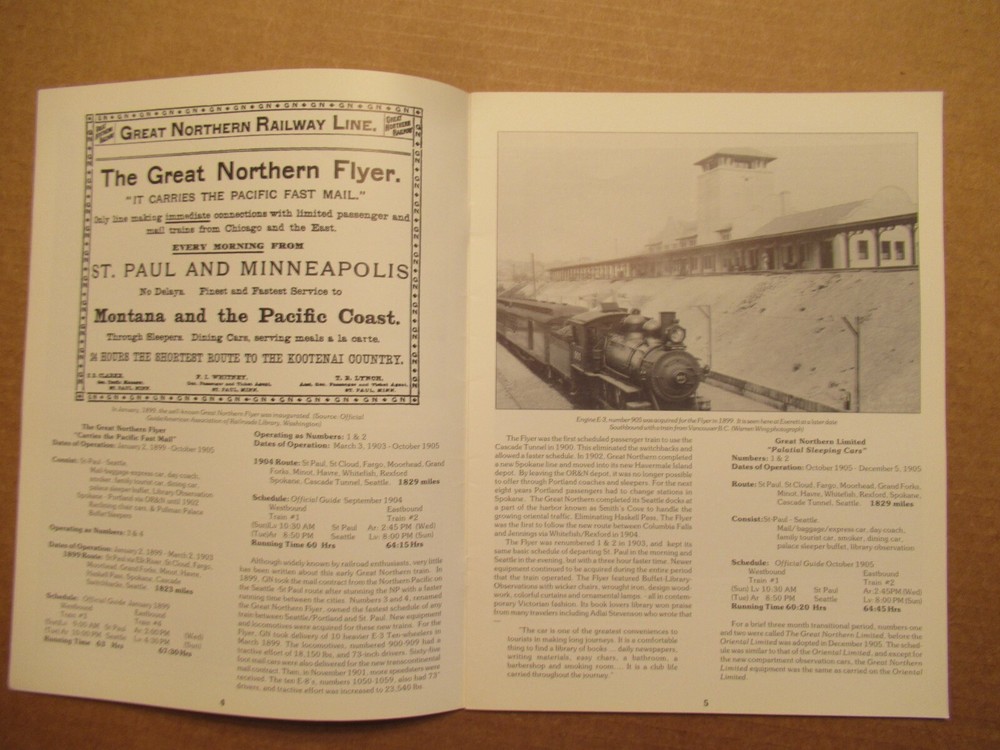 Great Northern Transcontinental Passenger Service Reference sheets 273 280