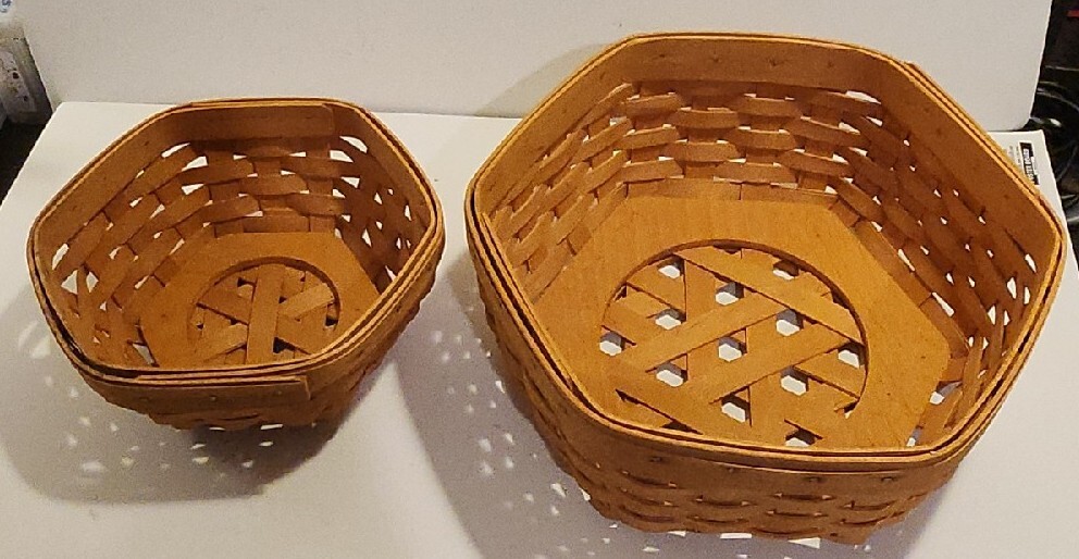 2 Longaberger Hexagon Baskets. 9" And 7"