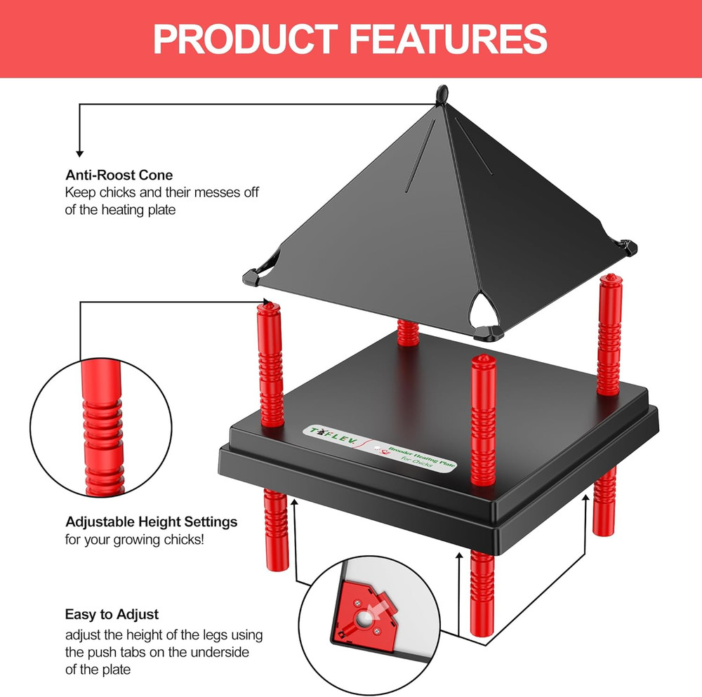 Chick Brooder Heating Plate with anti Stand Cone, Brooder Heater for Chicks (10"