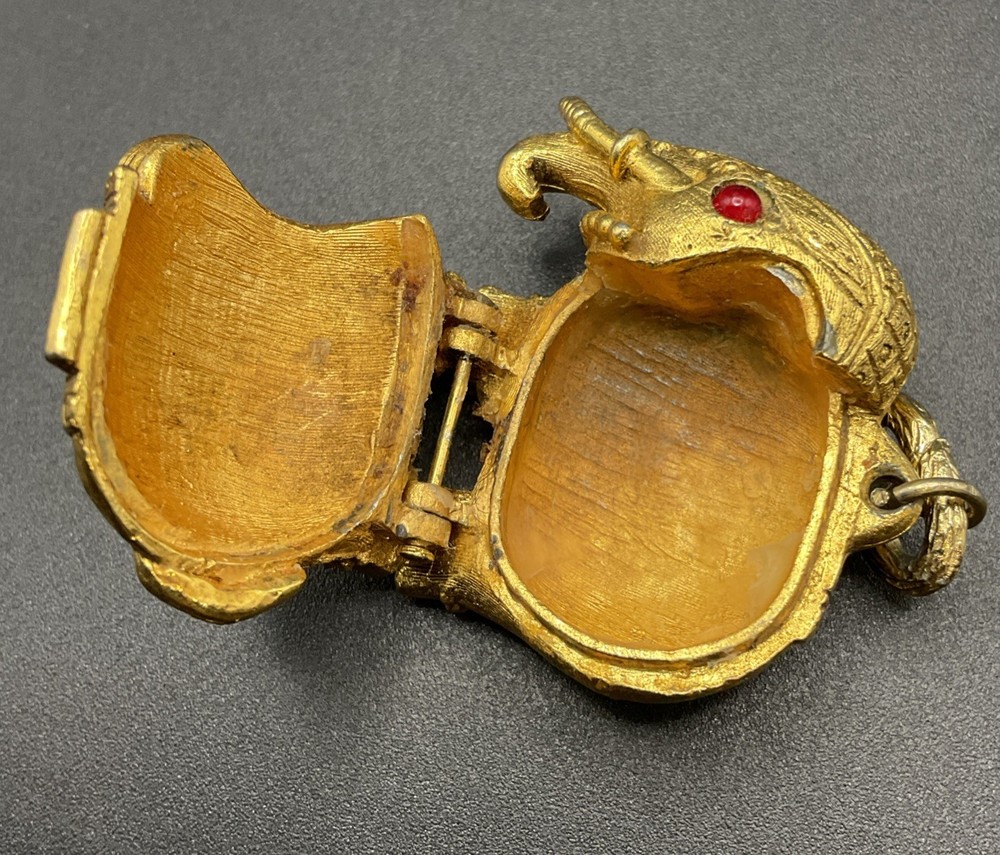 VTG 60s Max Factor Elephant Tiny Tusker Perfume Creme Compact Pendant Empty