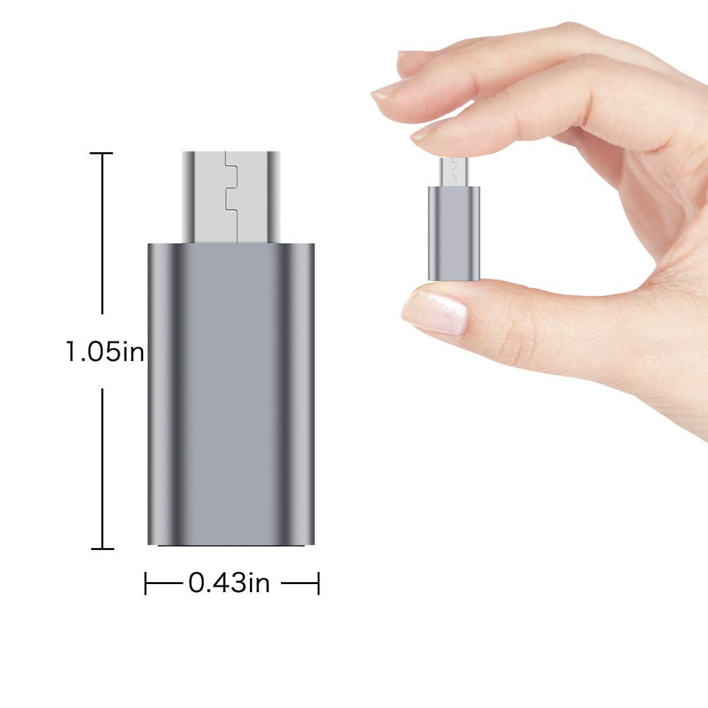JXMOX USB C to Micro Adapter, (4-Pack) Type C Female Grey