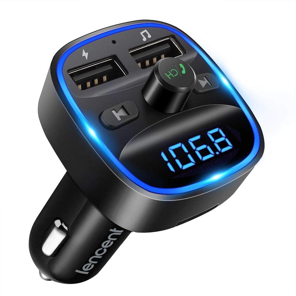 LENCENT FM Transmitter, Bluetooth Transmitter Wireless Small, Blue-12W