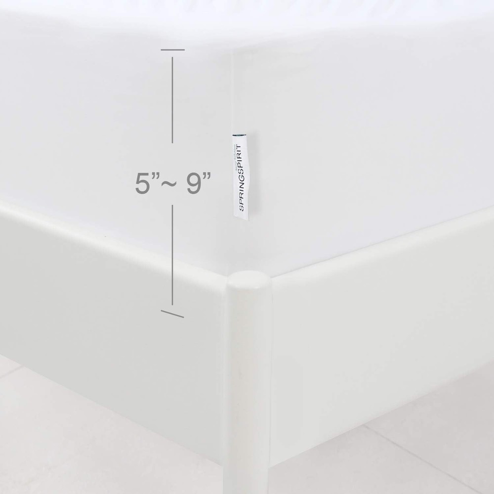 Queen Box Spring Cover with Deep Corner Pockets - Smooth White Fabric, Washable