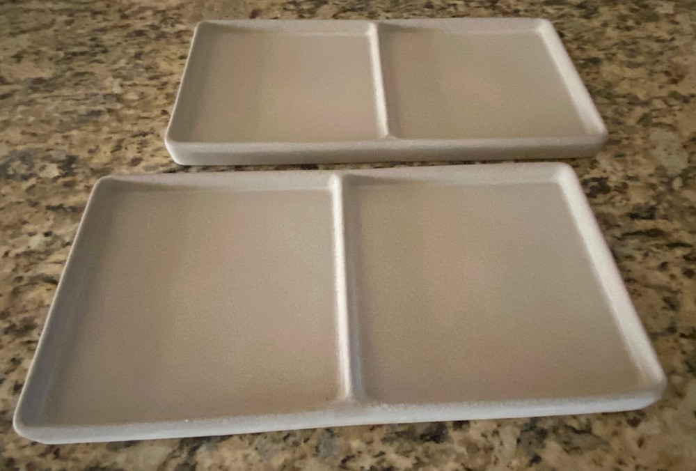 Set 2 Hearth Hand Magnolia Textured Stoneware Divided Trays Bath Organizer NEW