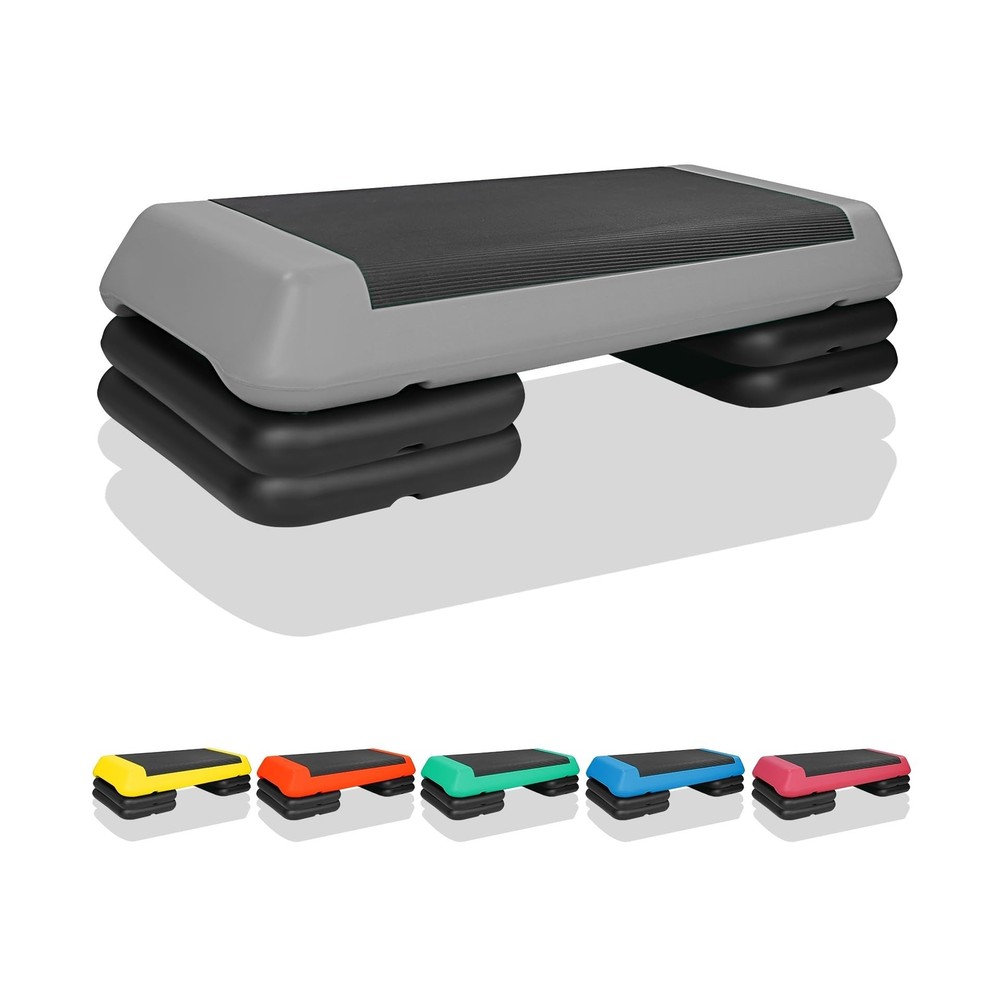 4''-6''-8''Adjustable Aerobic Stepper w/4 Risers Health Workout Step Platform...