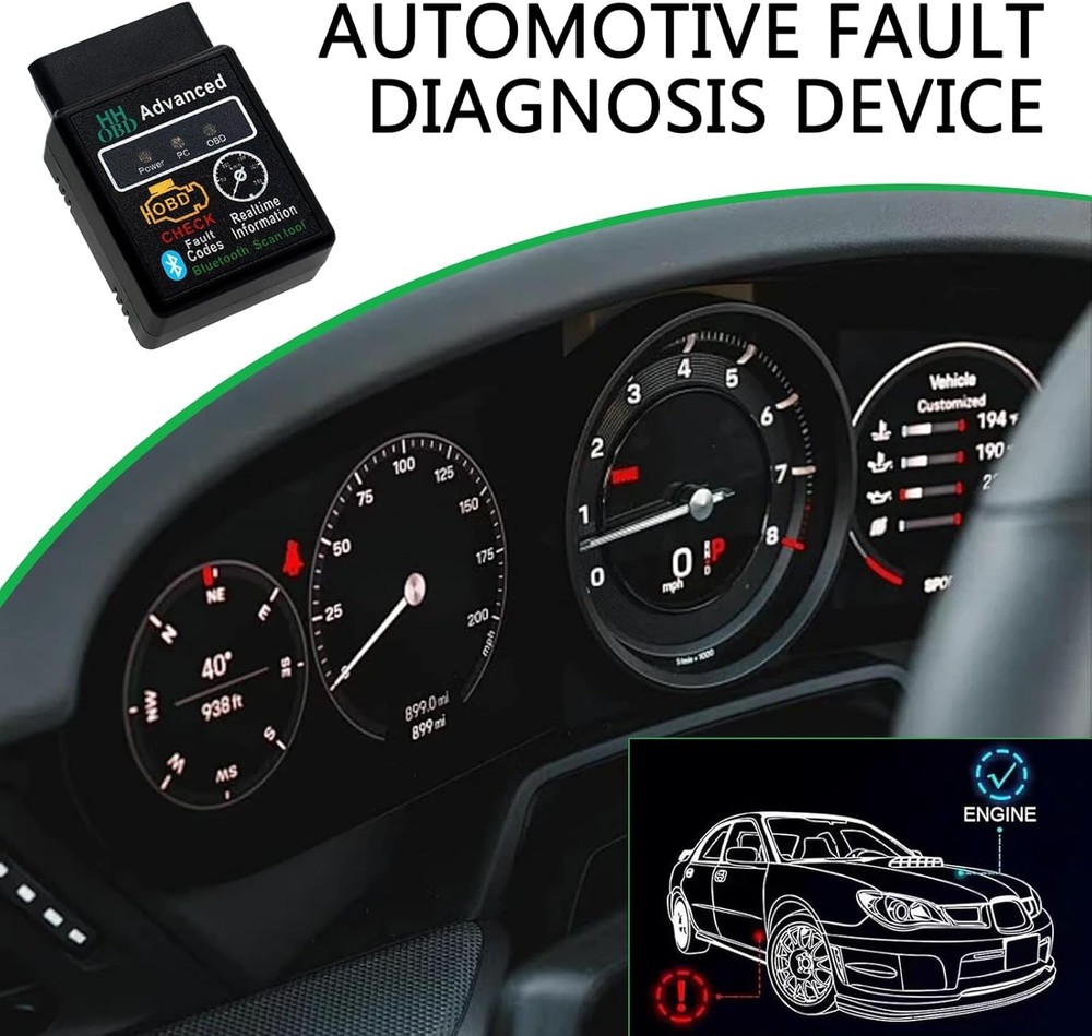 Car OBD2 Bluetooth Diagnostic Tool, Wireless Reset and Clear Fault Codes Device,