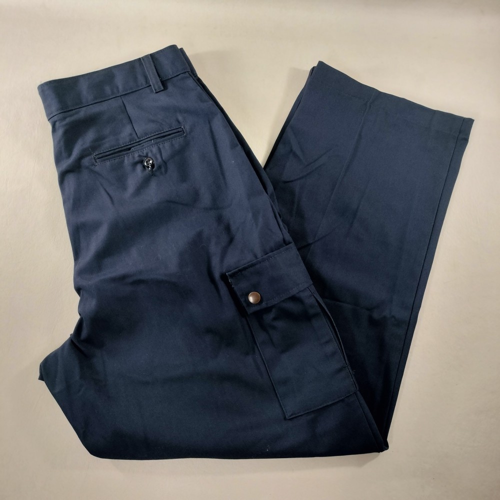 Aramark Straight Flat Front Navy Blue Cargo Uniform Work Pants Womens Size 16